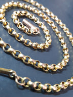 Antique 9ct GOLD ROLO BELCHER Chain Necklace with Barrel Clasp - 17.5" - 6.3g