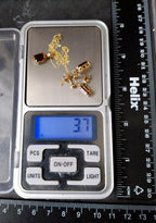 Vintage 9ct Gold Red Gemstone NECKLACE and EARRINGS Matching Set - 3.7g