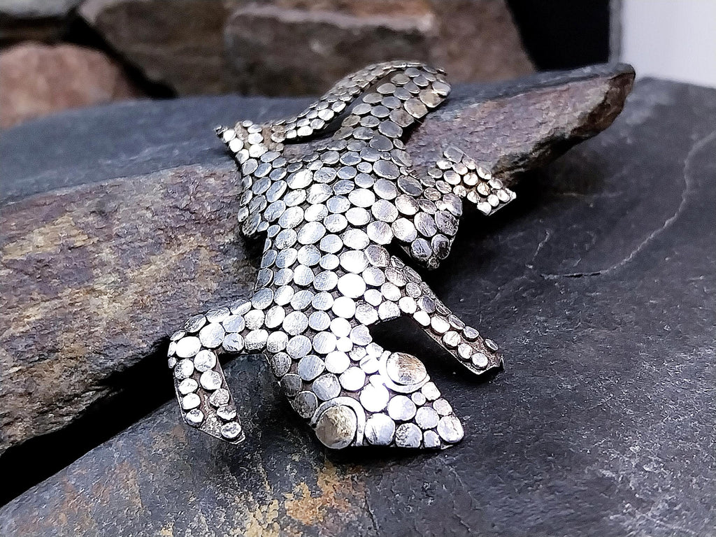Vintage Sterling Silver GECKO Lizard BROOCH  - Pin 6.9g