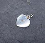 Vtg SILVER Diamond HEART Charm - NV - 1.9g