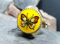 Vintage LOCKET WATCH RING - Butterfly Swissam Gold Plated - Size Adjustable - 12.1g
