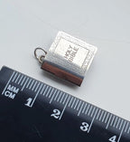 Vintage SILVER BIBLE BOOK Bracelet Charm - Opening Pendant Locket - 2g