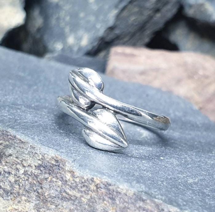 Vintage Sterling Silver Mackintosh Style Cecily Leaf Ring - Size uk O ( us 7) - 2.5g
