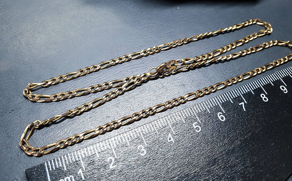 Vintage 9ct GOLD FIGARO CHAIN Necklace - 18" - 7g