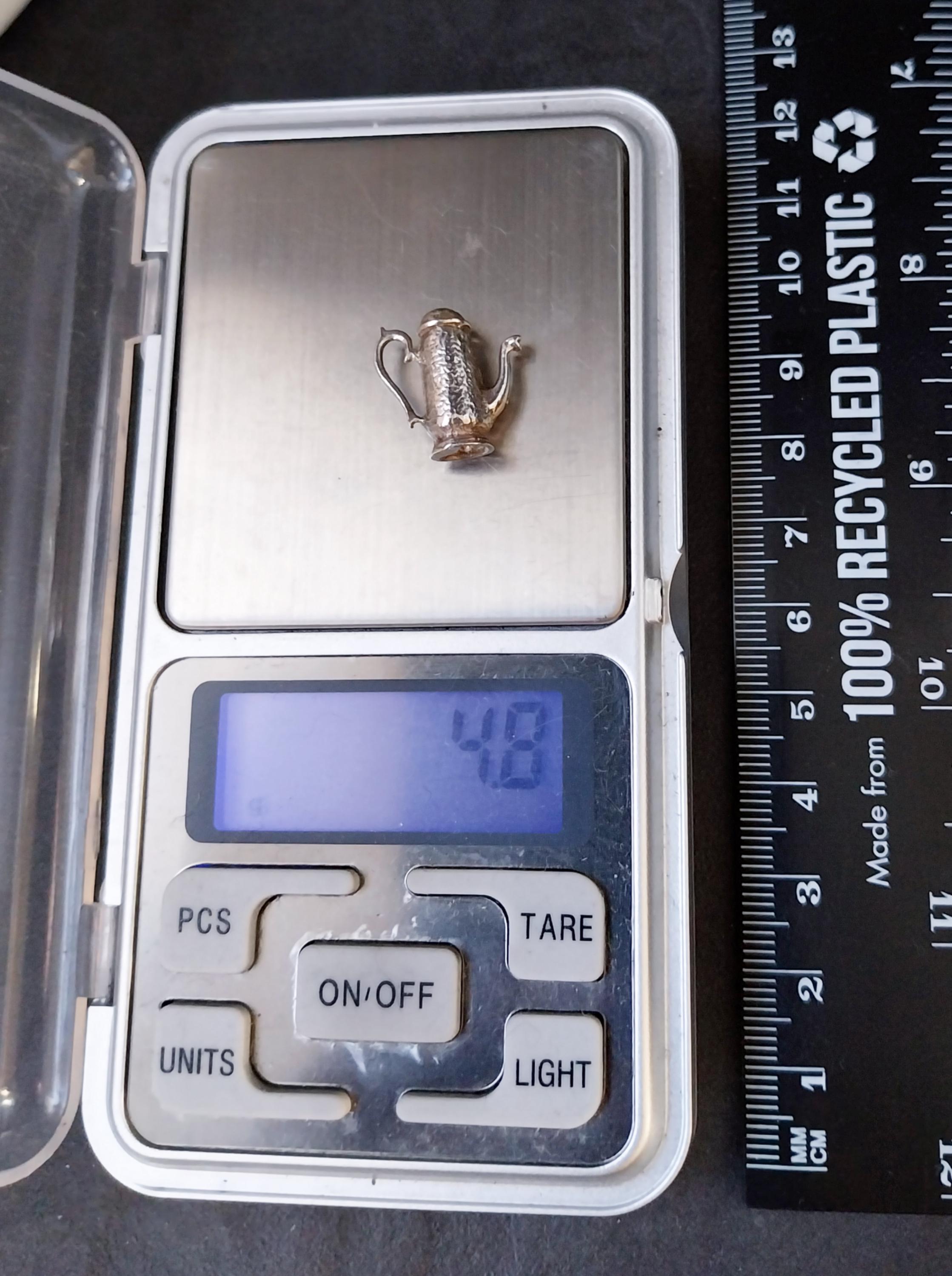 Vintage silver Coffee Pot Charm - 4.8g