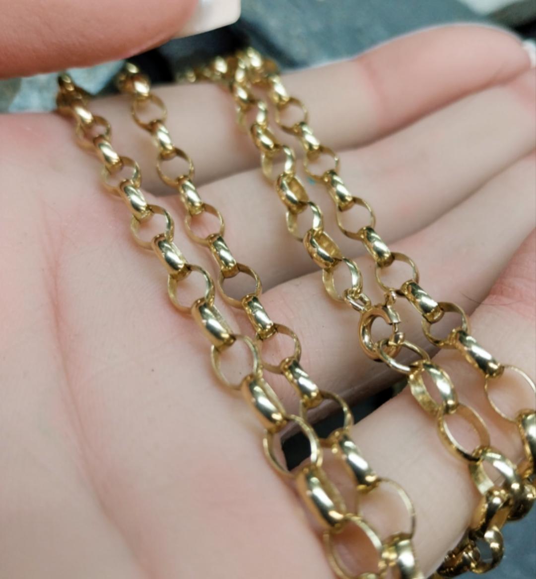 Vintage 9ct GOLD Belcher Chain Necklace, 20" Long  Hallmarked - 10.2g