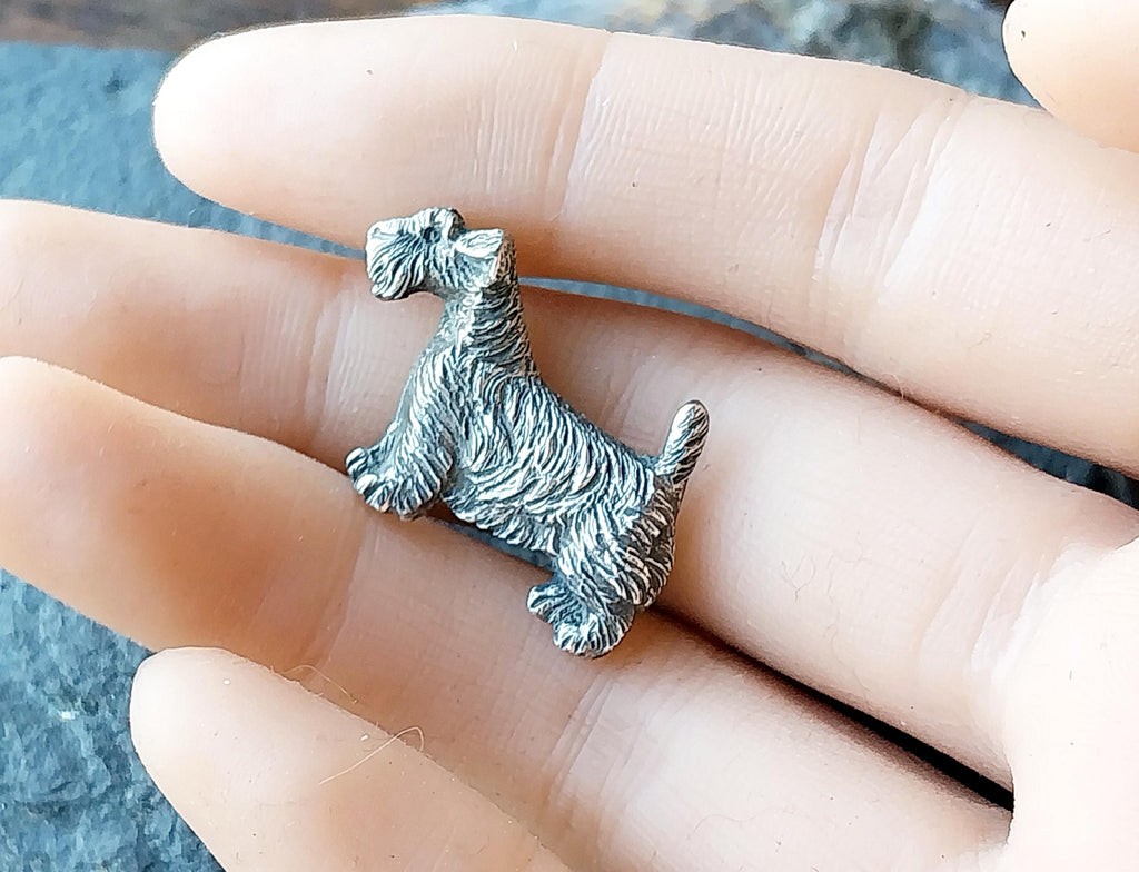 Vintage Dog Brooch - sterling Silver Terrier, Schnauzer - 5.4g