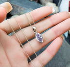 Sterling Silver Amethyst Drop Pendant Necklace  on 18" Chain - 3.5g