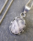 Sterling Silver White Quartz Necklace  on 16" Chain - 6.9g