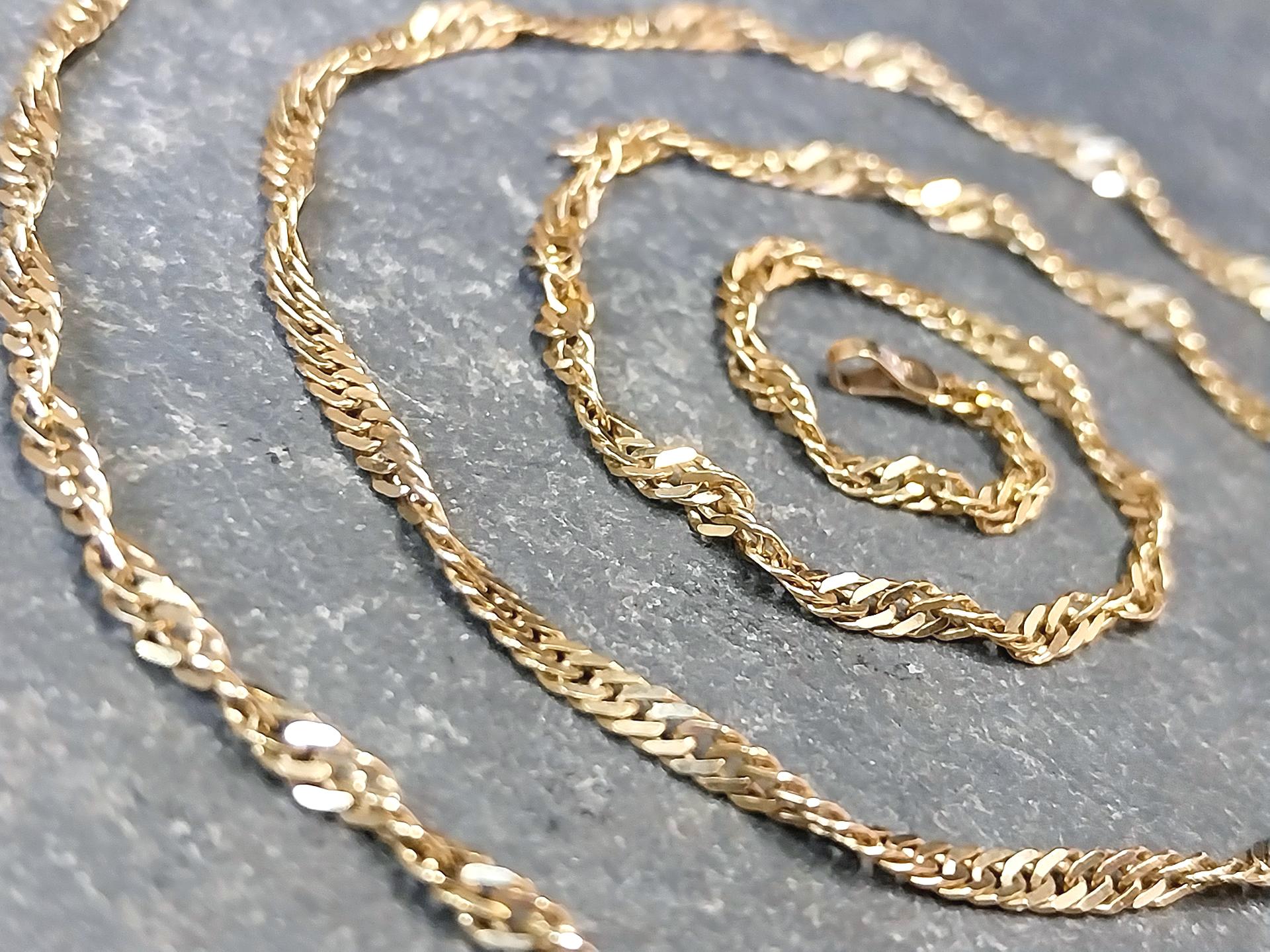 9ct GOLD CHAIN, Twisted Rope Singapore Curb Necklace 18.5" - Hallmarked - 3.9g
