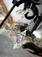Sterling Silver Dangle Earrings - with Purple amethyst Stone - 4.2g