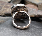 Sterling Silver TURQUOISE RING with dragonflies -  uk size N  (us 7) - 10.3g