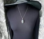 Large Sterling Silver Moss / Mottled Agate Necklace Pendant on 20" Chain - 16.4g