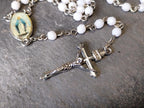 Vintage White ROSARY Beads - Old Prayer Beads and crucifix - 26" 11.3g