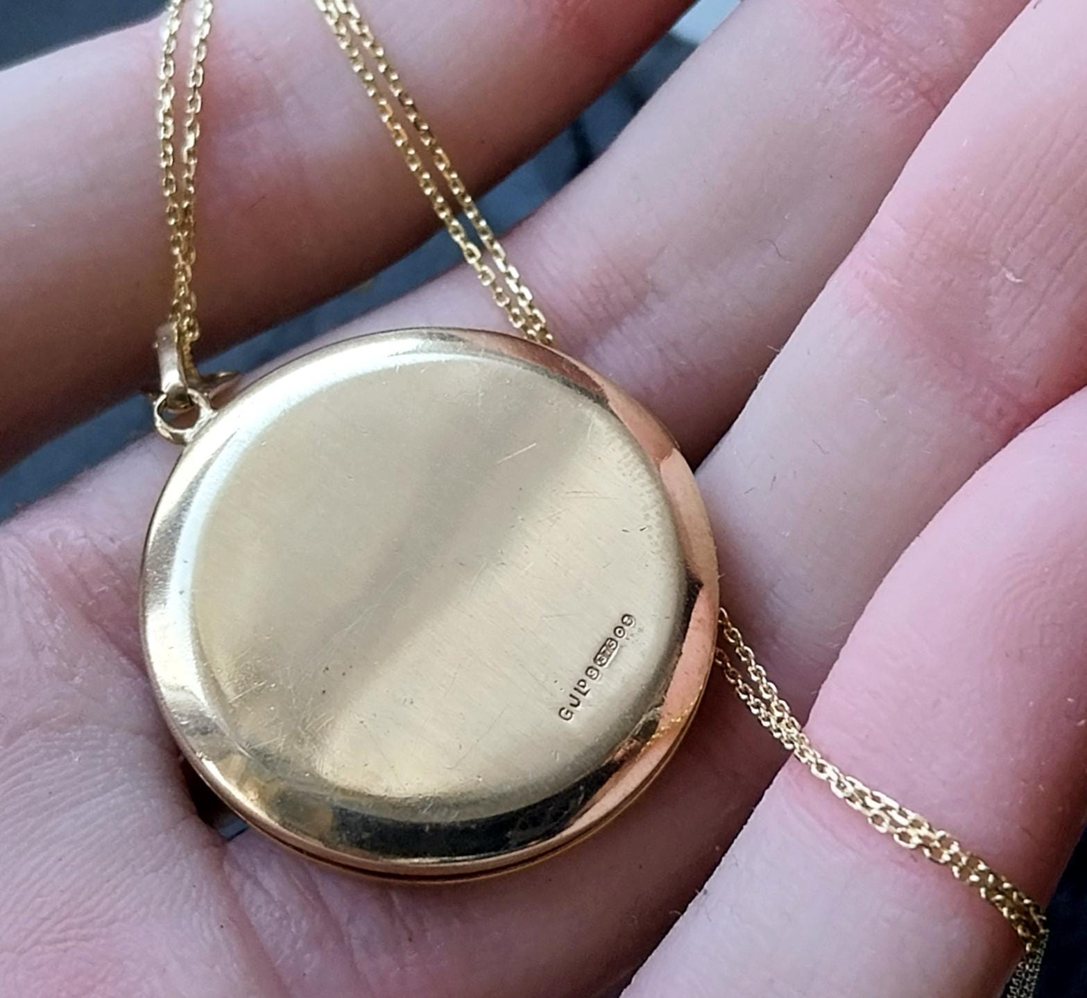 9ct Gold Georg Jensen Locket Necklace - Large Circe Geometric Spiral on 20" Chain - 8.3g