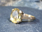 Vintage 9ct GOLD RING Golden Citrine - Size uk N (us 6.75) - 3.8g