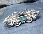 SILVER CELTIC Knot Brooch with Green malachite gemstone - 6g