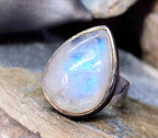 Vintage Sterling SILVER MOONSTONE RING - Ethereal - uk size O (7) - 8g