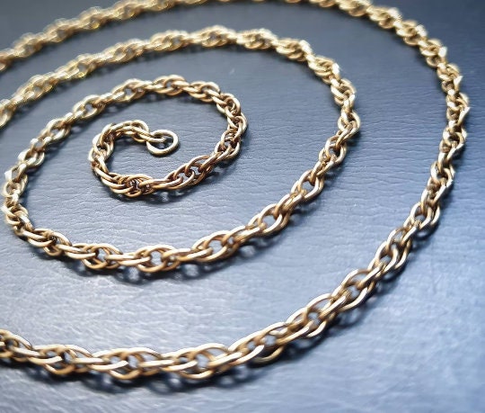 Antique 9ct GOLD Chain Necklace, Multi Link Rope - 23" Long - 11.6g