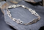 Vintage Celtic Sterling Silver Bracelet - Mackintosh Rose Links - 19cm - 10.6g
