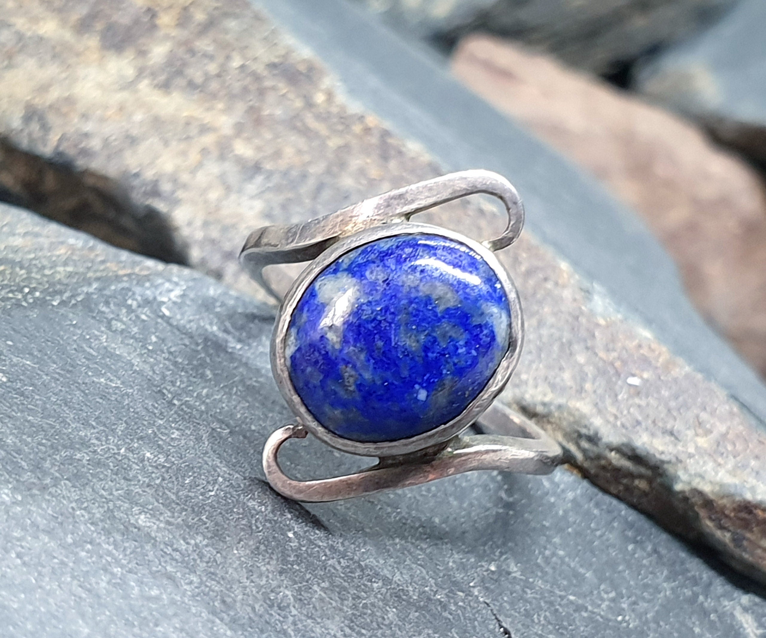 Vintage Lapis Lazuli Sterling Silver Ring - uk size M (6) - 3.2g