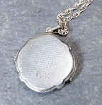 Vintage Georg Jensen SILVER LOCKET Necklace - Unusual Circle with 2 flowers on 16" Chain - 7g