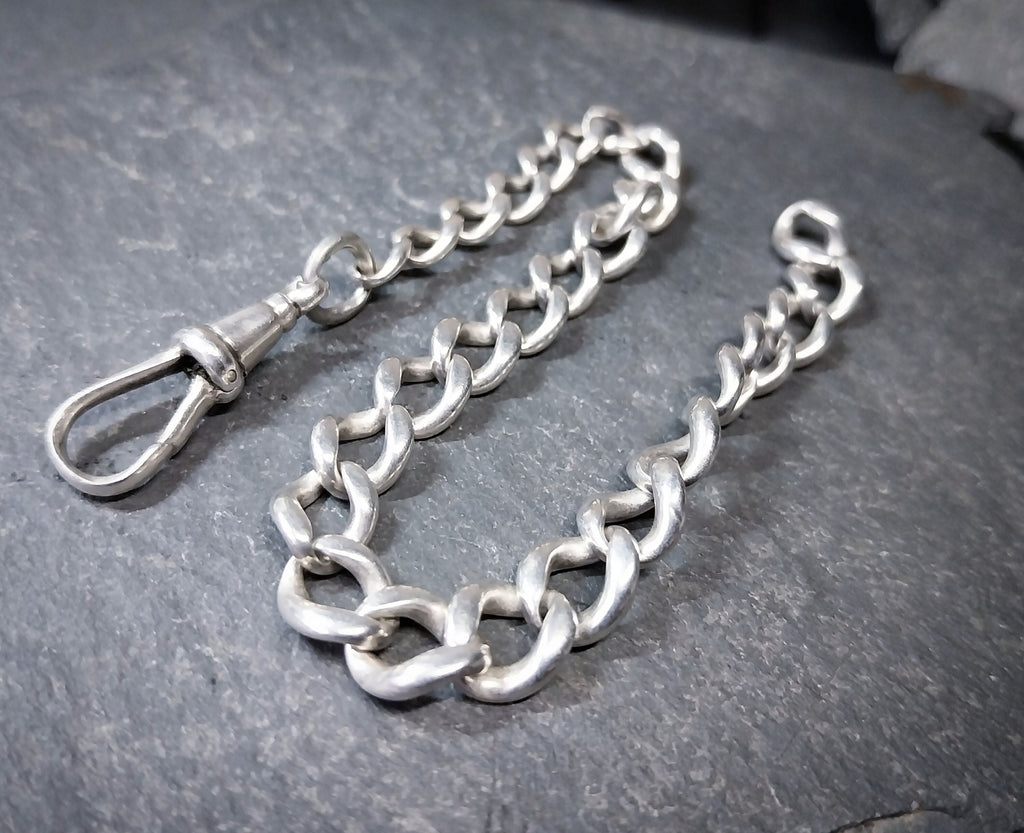 Vintage /Antique Sterling Silver Link Bracelet with Dog Clip - 21cm - 16g