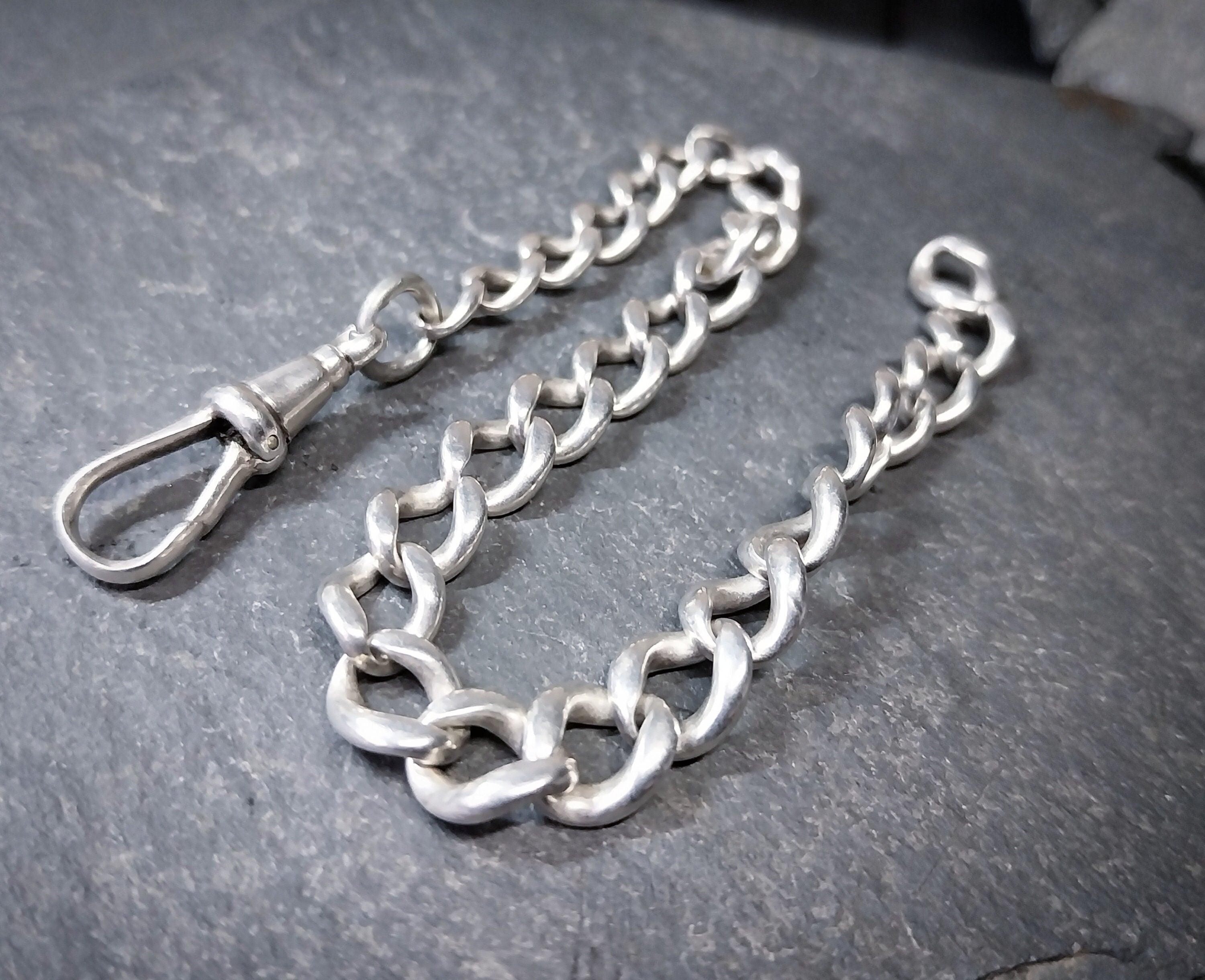 Vintage /Antique Sterling Silver Link Bracelet with Dog Clip - 21cm - 16g