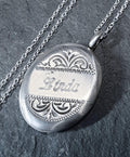 STERLING SILVER Locket Necklace - Engraved 'Linda' - with 18" Chain - 5g