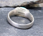 Vintage Sterling SILVER Malachite Green AGATE Ring - Size uk O (us 7) - 5.4g