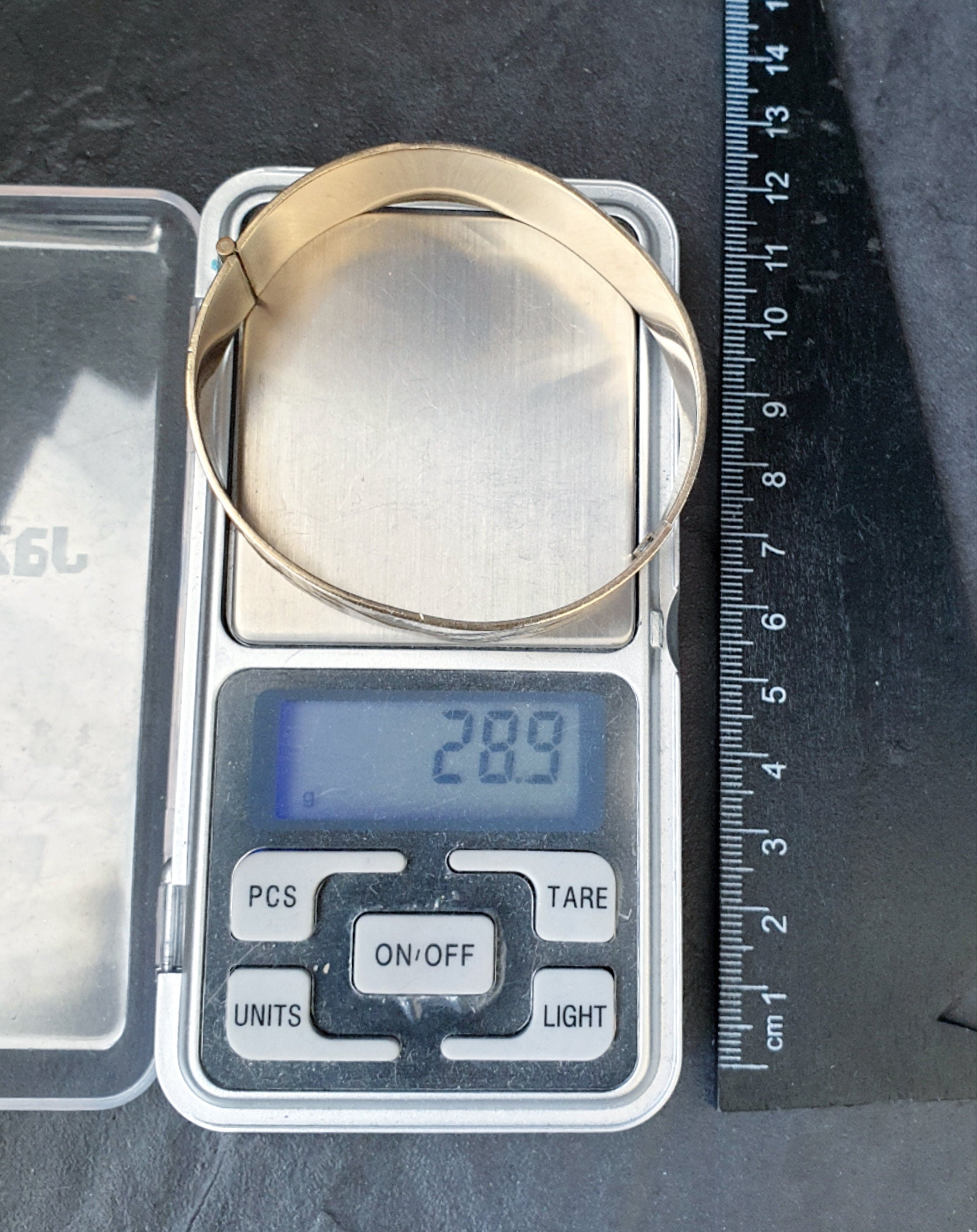Vintage 9ct Rolled GOLD Wide BANGLE BRACELET - Fern Leaf - 50 Microns 9ct - 28.9g
