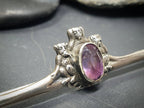 VICTORIAN AMETHYST BROOCH - Three Wise Monkeys Pin - Antique Silver