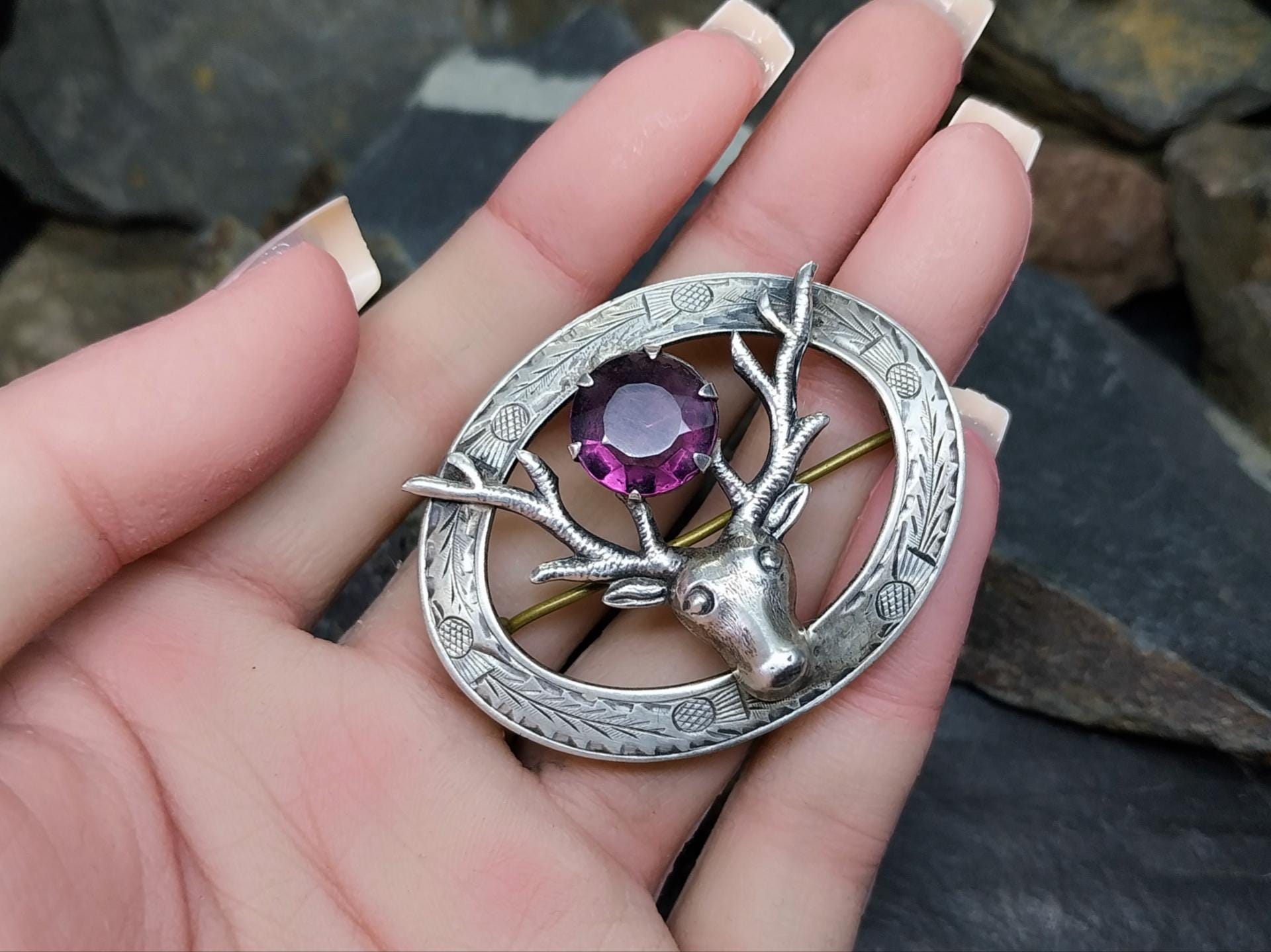 Vintage STAG Brooch - Sterling Silver c 1948 - 10.9g