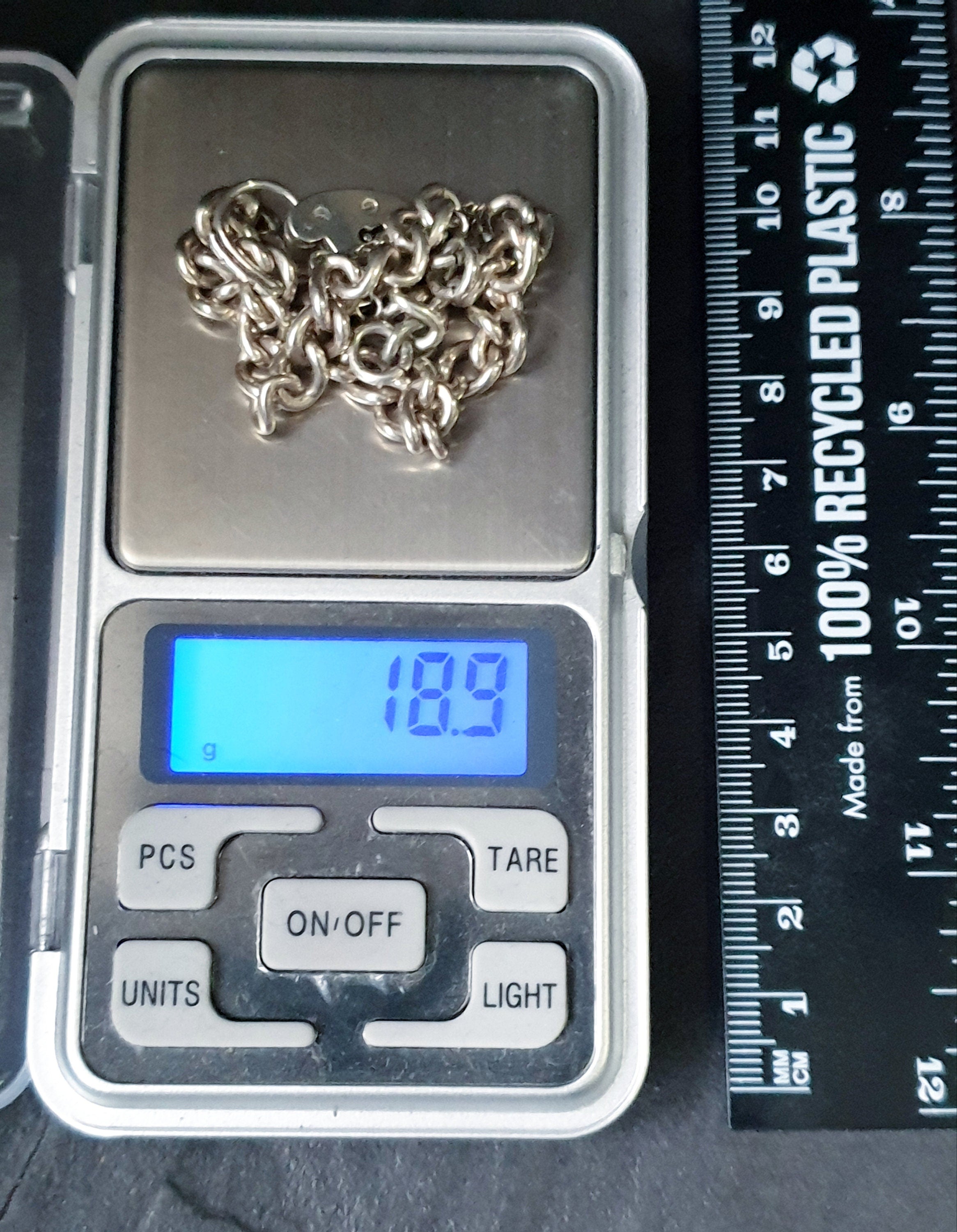 Vintage Silver Link Bracelet with heart padlock clasp c 1975, 18cm - 18.9g