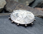 Victorian Sterling Silver Circular Brooch  - Shield Button c. 1888  - 2.9g