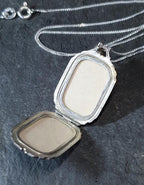 Vintage Silver OCTAGONAL LOCKET - 2 flowers  on 18" Chain - 8.7g