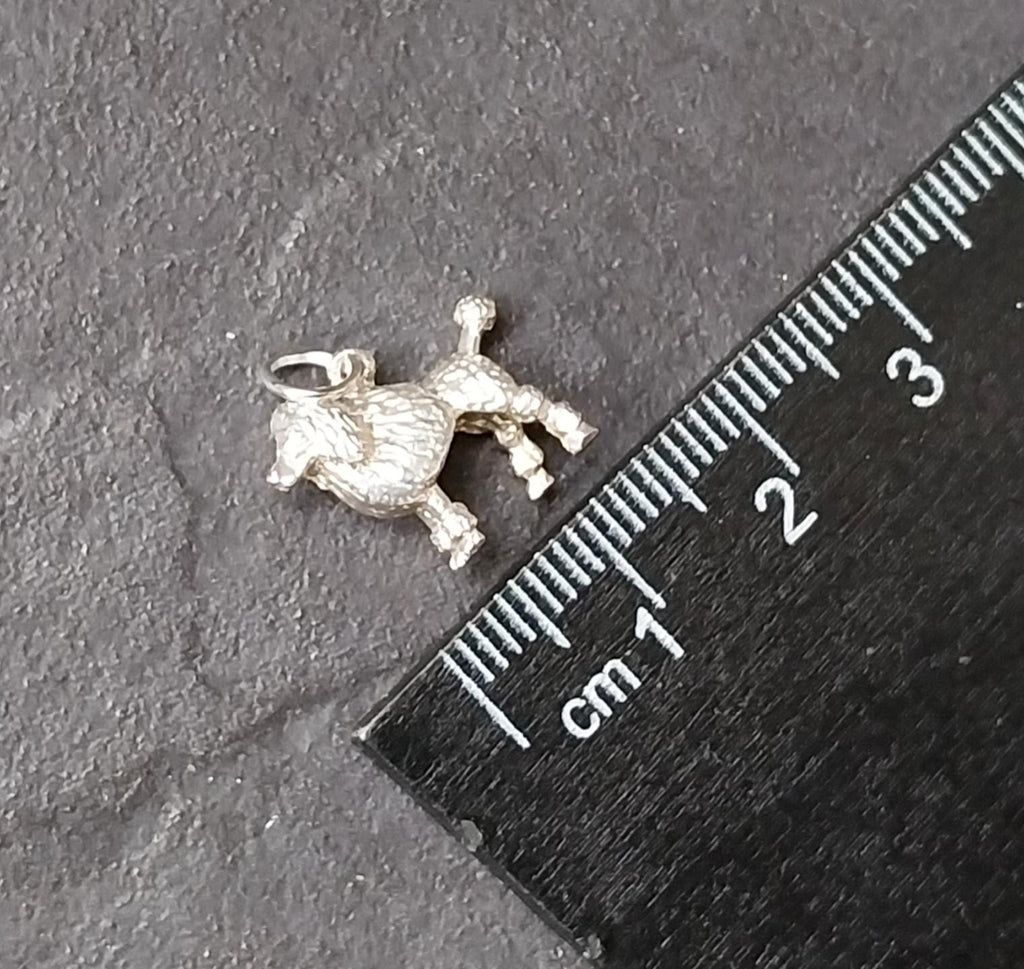 Silver Poodle Dog Charm - Vintage Bracelet Charm - 2.5g