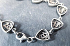 Vintage Celtic Sterling Silver Bracelet - Sea Gems Mackintosh Rose - 17.5cm - 9.5g
