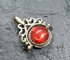 Vintage 9ct GOLD Spinner Watch Fob Pendant - Onyx & Carnelian - 3g