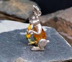 Vintage NUVO Bunny Rabbit Charm Pendant Sterling Silver with Gemstone Body - 3.8g