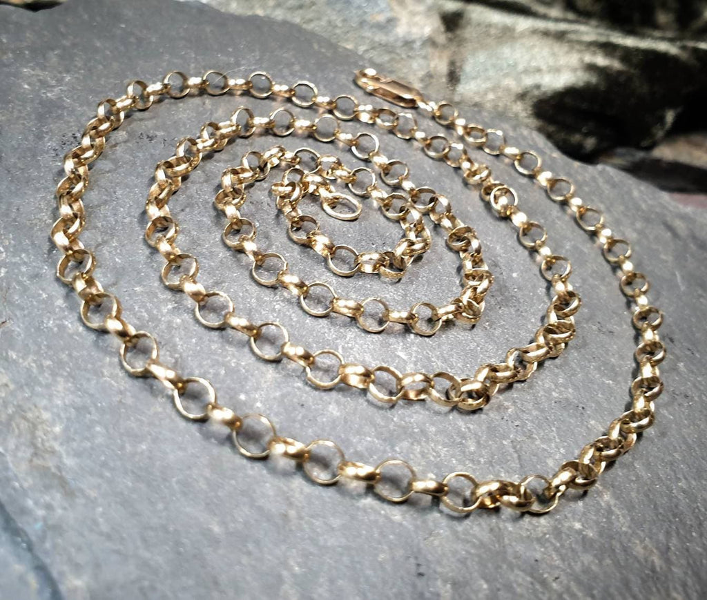 Vintage 9ct GOLD ROLO BELCHER Chain Necklace, 23.5" Long  Hallmarked - 7.3g