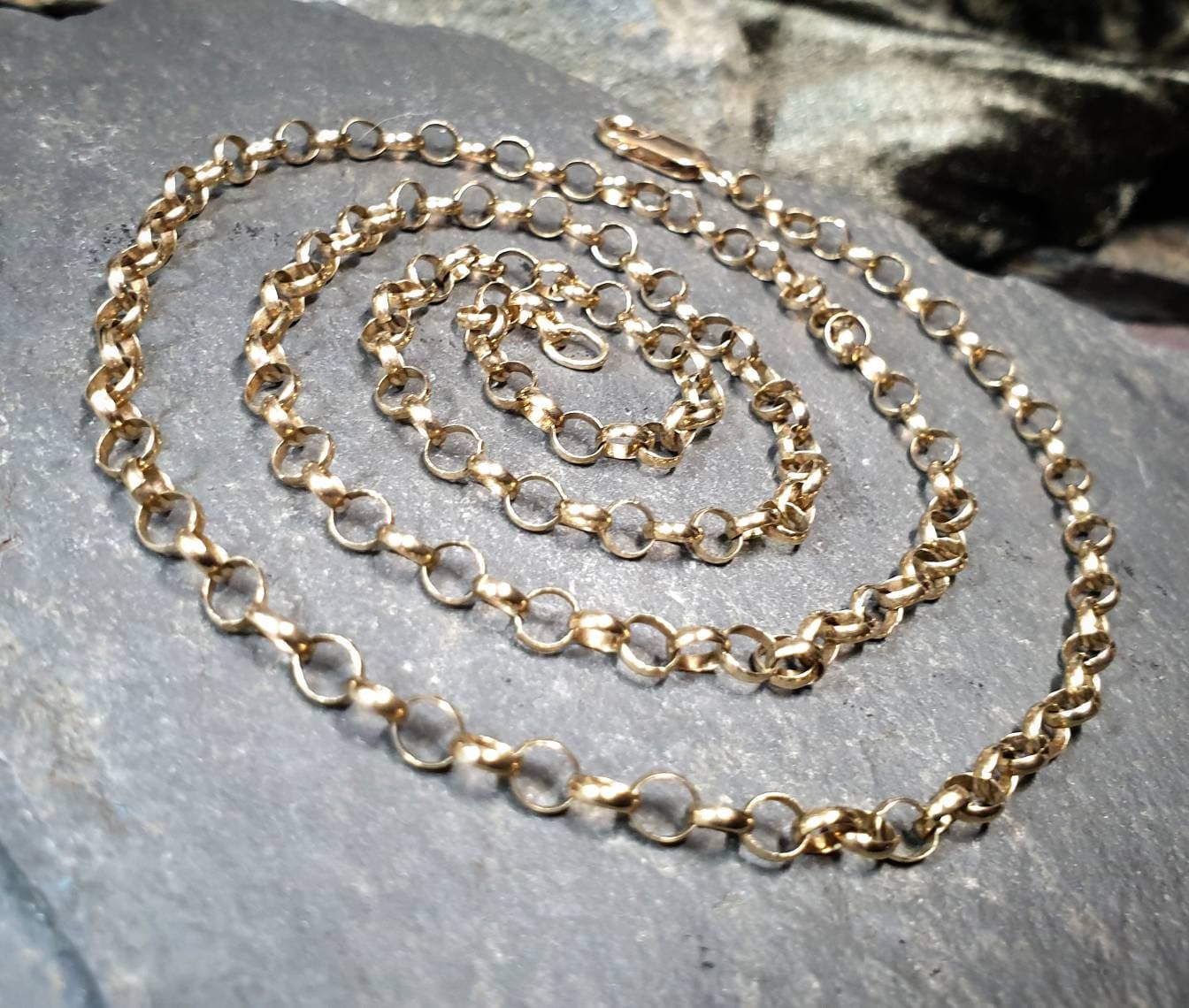 Vintage 9ct GOLD ROLO BELCHER Chain Necklace, 23.5" Long  Hallmarked - 7.3g