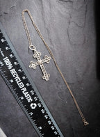 Antique Filigree Cross Crucifix on 18" Sterling Silver Chain - 3.3g