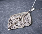 Vintage Sterling Silver Pendant Necklace Autumn Leaf on 18" Chain - 3g