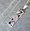 Vintage Sterling PENDANT NECKLACE with Amethyst on 18" - 4.7g