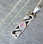 Vintage Sterling PENDANT NECKLACE with Amethyst on 18" - 4.7g