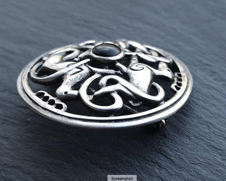 Sterling Silver CELTIC ZOOMORPHIC Brooch - Kit Heath - 10.9g