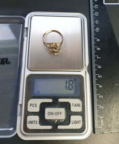 Vintage 9ct GOLD Smoky Quartz Ring with Leaf Detail - Size uk O (us 7.5) - 1.8g