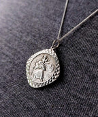 Georg Jensen St CHRISTOPHER pendant Necklace, Double Sided with Boat on 22" Chain - 5.7g