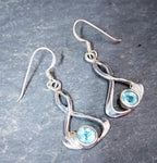 CELTIC Sterling Silver Earrings - with Blue Topaz GemStone - 4g